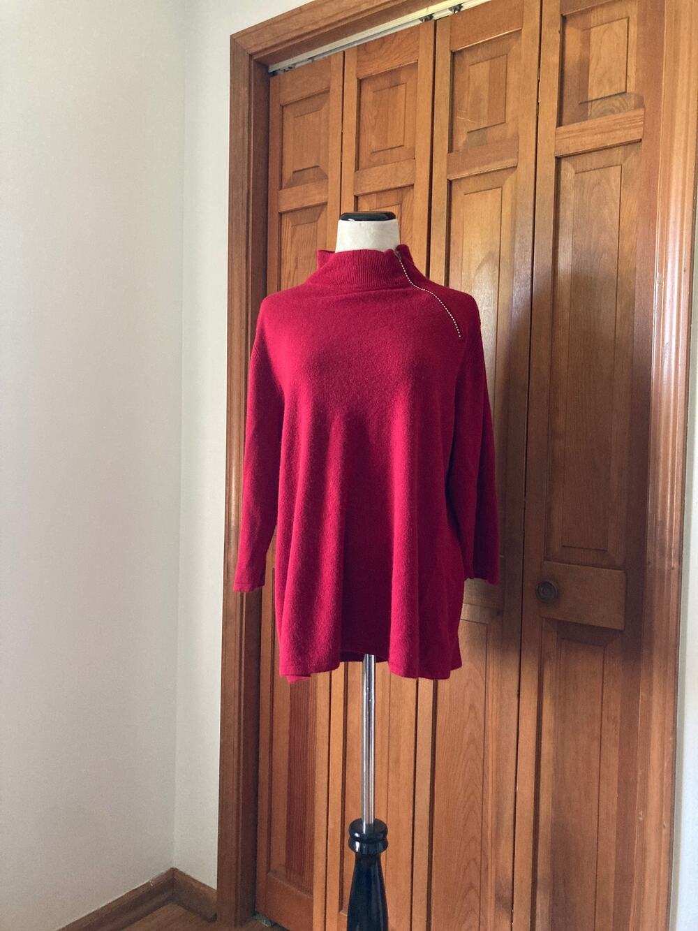 Luxe Maroon Pullover Sweater, Size 1X